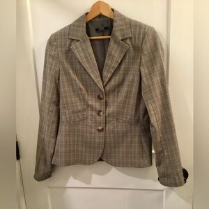 Plaid Tailored Women's Blazer and Pants - Taupe Plaid